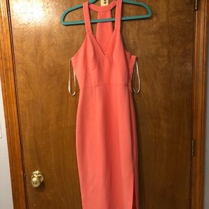 Bcbg coral wedding guest dress !